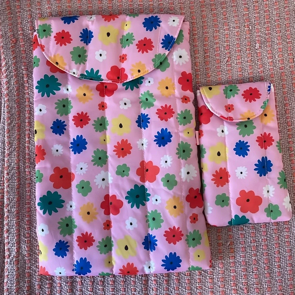 Puffy floral iPad and phone sleeve
